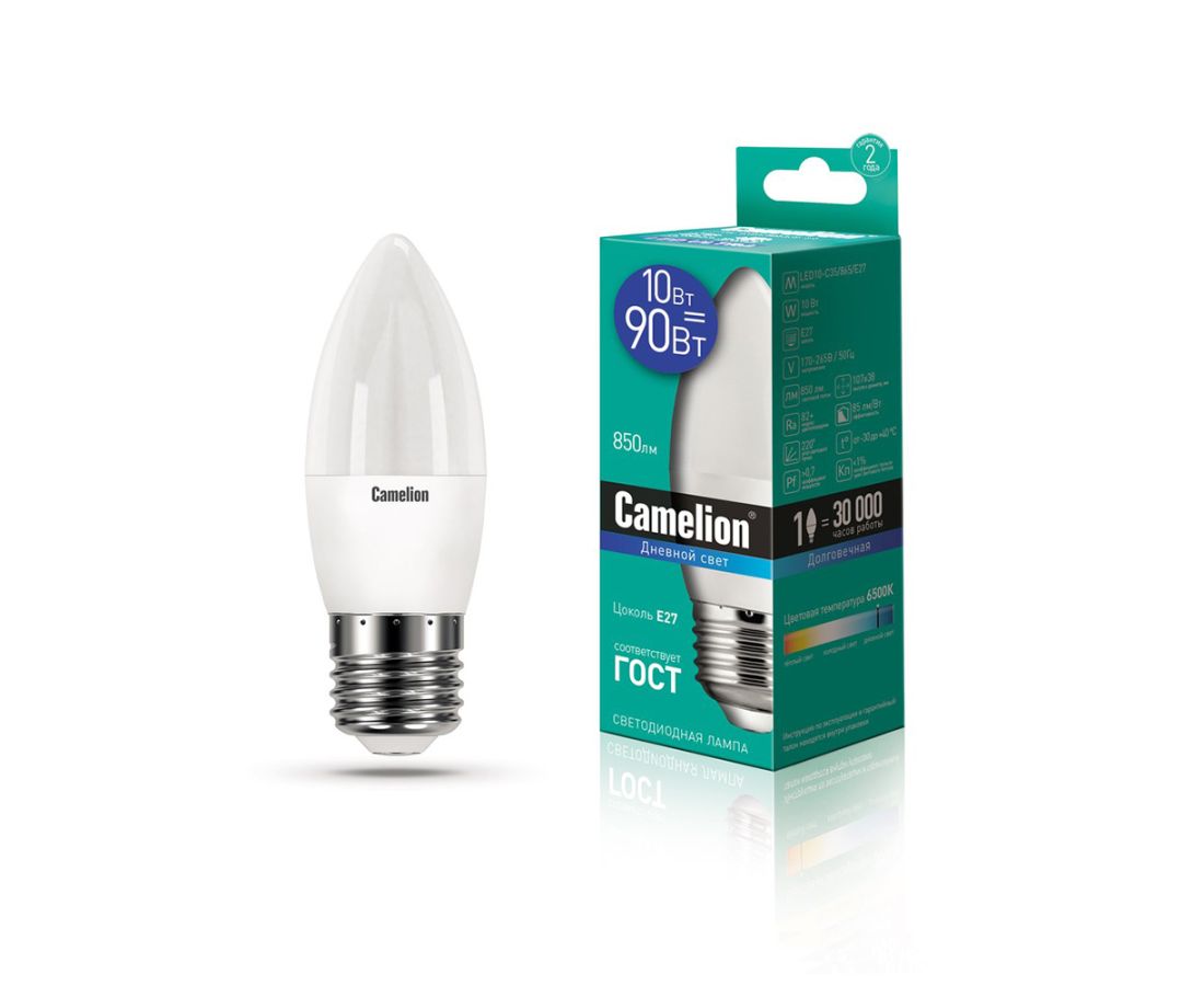 ლედ ნათურა ეკონომიური LED10-C35/865/E27 10ვტ — ნათურა და ვაზნა